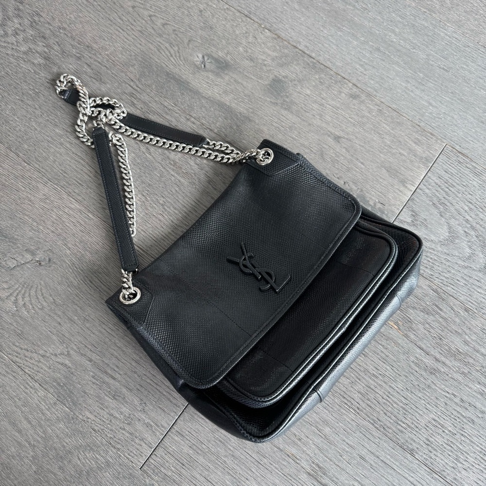 Saint Laurent Medium Niki Black Python Leather Sh… - image 1